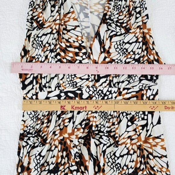 Veronica M. Women's Mini Dress Size Large Brown Black Sleeveless V-Neck Stretch - Picture 9 of 13